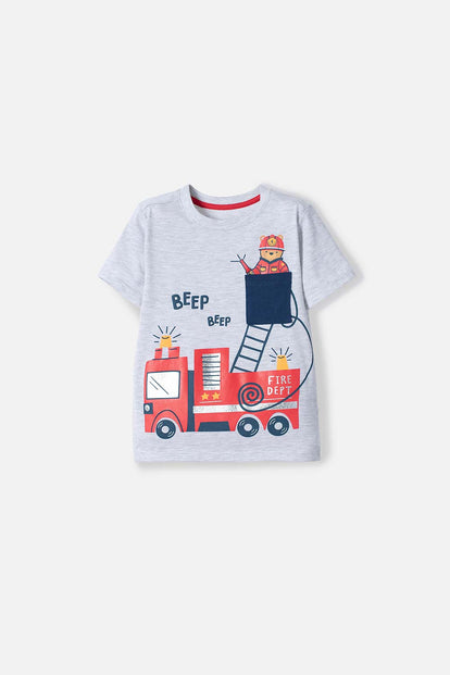  CAMISETA LITTLEMIC GRIS MANGA CORTA PARA NIÑO 2T A 5T