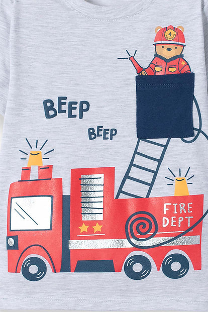  CAMISETA LITTLEMIC GRIS MANGA CORTA PARA NIÑO 2T A 5T