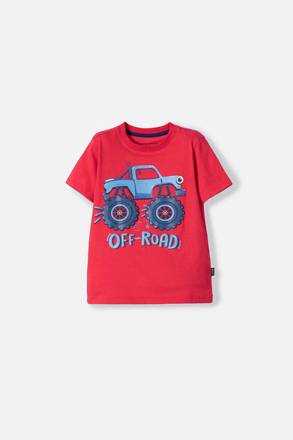  CAMISETA LITTLEMIC ROJA ESTAMPADA EN FRENTE PARA NIÑO 2T A 5T