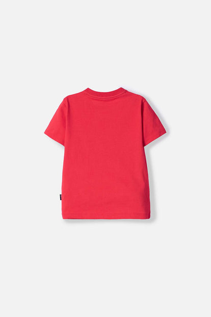CAMISETA LITTLEMIC ROJA ESTAMPADA EN FRENTE PARA NIÑO 2T A 5T