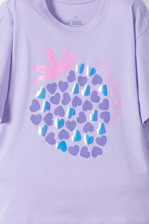 Card slide image -  CAMISETA DE MIC MANGA CORTA LAVANDA CLARO PARA NIÑA
