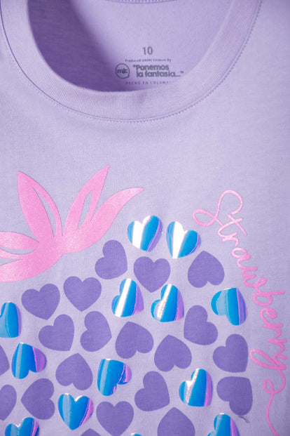 CAMISETA DE MIC MANGA CORTA LAVANDA CLARO PARA NIÑA