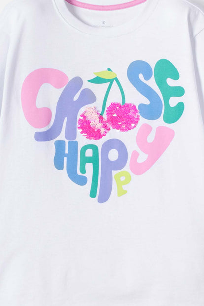 CAMISETA DE MIC MANGA CORTA BLANCO PARA NIÑA