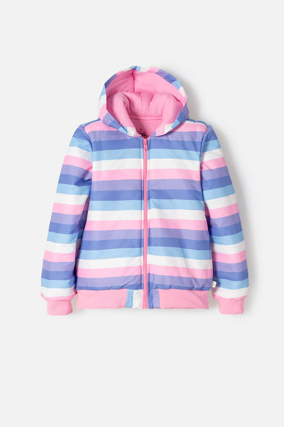  CHAQUETA DE MIC MULTICOLOR CON CAPUCHA PARA NIÑA