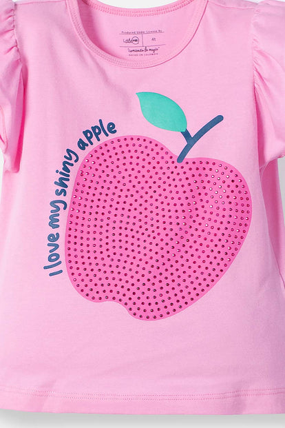  CAMISETA DE LITTLEMIC MANGA CORTA ROSADA PARA NIÑA 2T A 5T