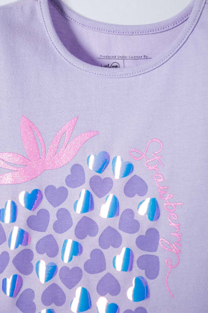 CAMISETA DE LITTLEMIC MANGA CORTA LAVANDA PARA NIÑA 2T A 5T