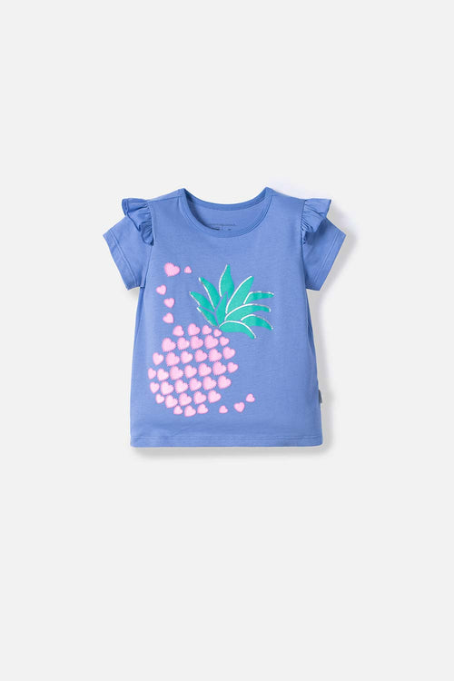 Card slide image -  CAMISETA LITTLEMIC AZUL CON BOLERO EN MANGA PARA NIÑA 2T A 5T