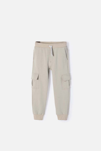  JOGGER DE MIC CON CORDÓN VERDE ACEITUNA PARA NIÑO