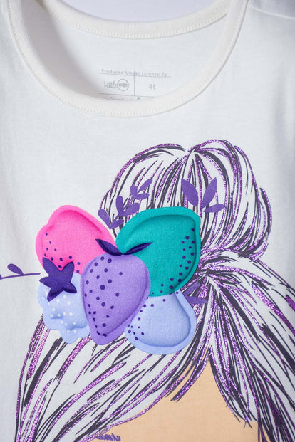 CAMISETA LITTLEMIC MARFIL MANGA CORTA PARA NIÑA 2T A 5T