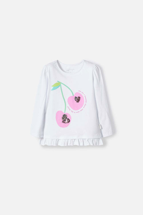 CAMISETA LITTLEMIC BLANCA MANGA LARGA PARA NIÑA 2T A 5T