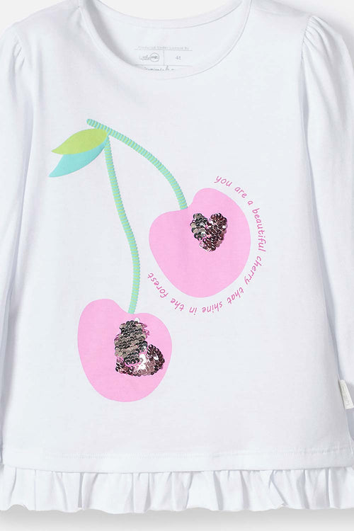 CAMISETA LITTLEMIC BLANCA MANGA LARGA PARA NIÑA 2T A 5T