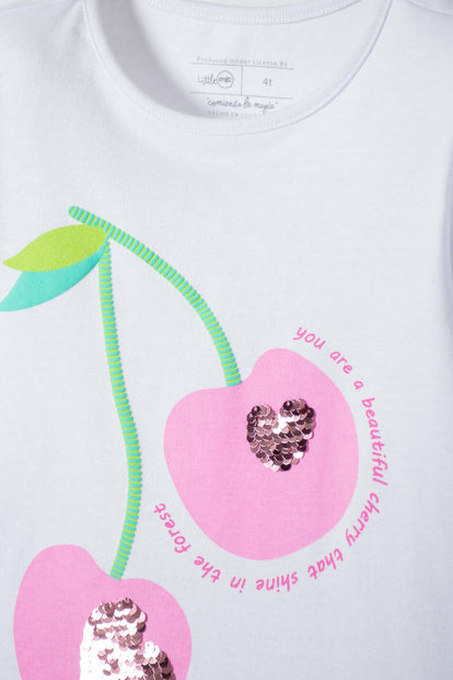 CAMISETA LITTLEMIC BLANCA MANGA LARGA PARA NIÑA 2T A 5T