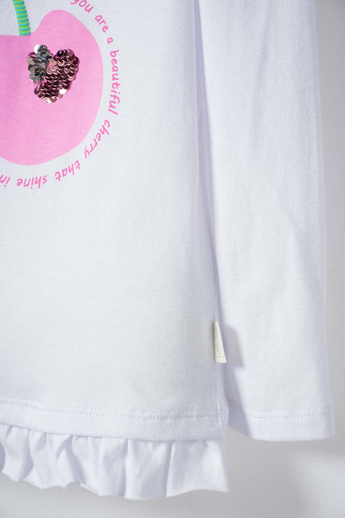 CAMISETA LITTLEMIC BLANCA MANGA LARGA PARA NIÑA 2T A 5T
