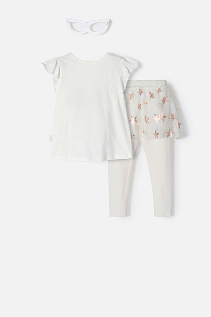 CONJUNTO DE LITTLEMIC CON FALDA EN TULL MARFIL PARA NIÑA 2T A 5T