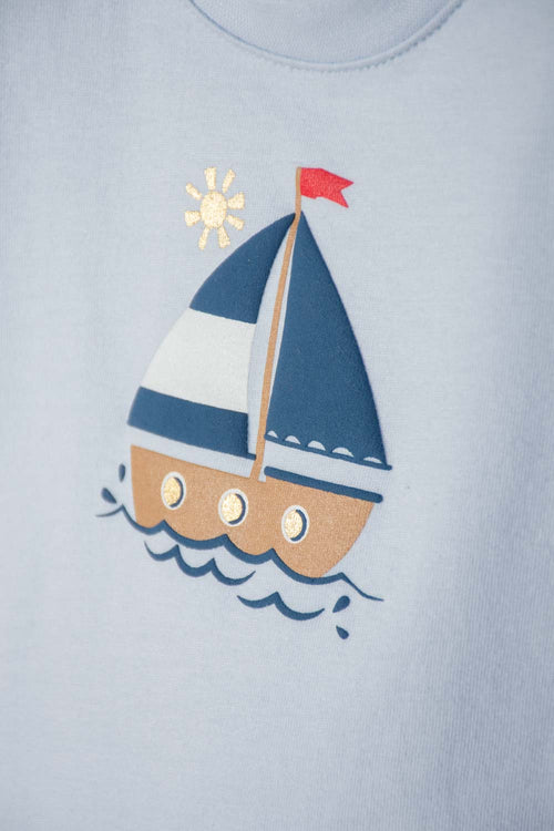 Card slide image -  CONJUNTO LITTLEMIC AZUL DE PANTALÓN LARGO PARA BEBÉ NIÑO