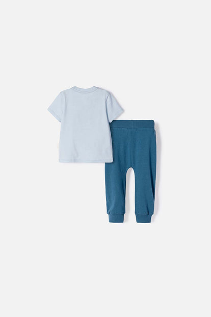 CONJUNTO LITTLEMIC AZUL DE PANTALÓN LARGO PARA BEBÉ NIÑO