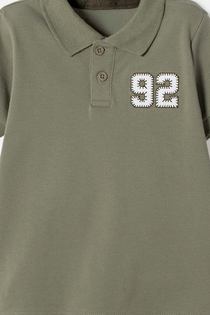 CAMISETA TIPO POLO DE LITTLEMIC VERDE PARA NIÑO 2T A 5T