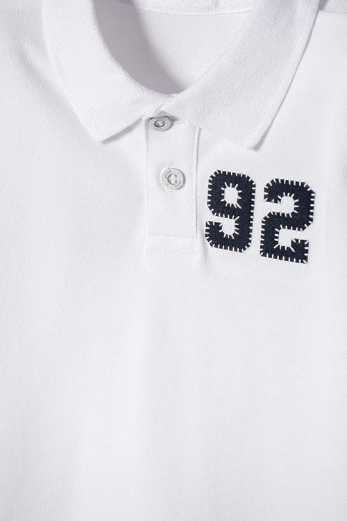 CAMISETA TIPO POLO DE LITTLEMIC BLANCO PARA NIÑO 2T A 5T