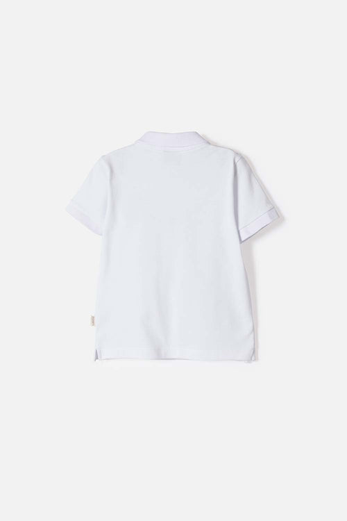 CAMISETA TIPO POLO DE LITTLEMIC BLANCO PARA NIÑO 2T A 5T