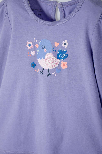  CONJUNTO LITTLEMIC MULTICOLOR DE CAMISETA ESTAMPADA EN FRENTE PARA BEBÉ NIÑA