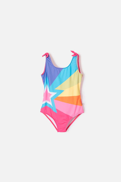  VESTIDO DE BAÑO DE LAS CHICAS SUPERPODEROSAS MULTICOLOR MANGA SISA PARA NIÑA