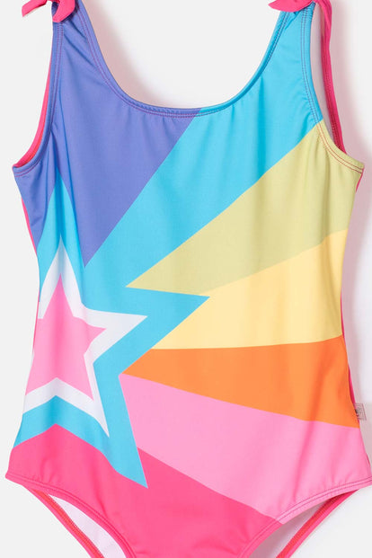 VESTIDO DE BAÑO DE LAS CHICAS SUPERPODEROSAS MULTICOLOR MANGA SISA PARA NIÑA