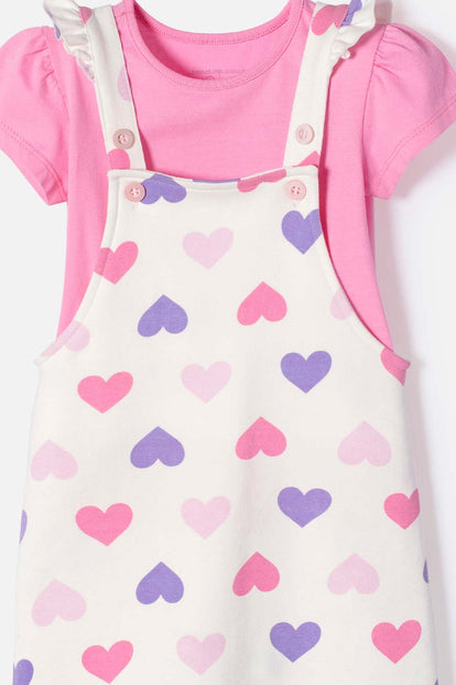  VESTIDO TIPO JARDINERA DE LITTLEMIC MULTICOLOR PARA NIÑA 2T A 5T