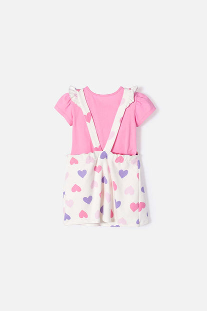 VESTIDO TIPO JARDINERA DE LITTLEMIC MULTICOLOR PARA NIÑA 2T A 5T