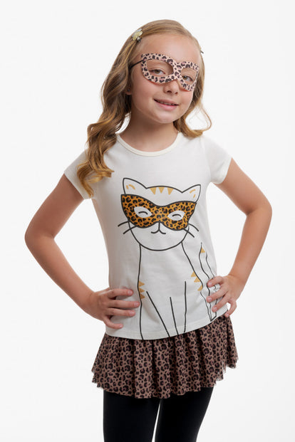 CONJUNTO DE MIC CON FALDA EN BOLERO MARFIL PARA NIÑA