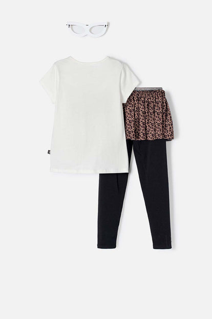 CONJUNTO DE MIC CON FALDA EN BOLERO MARFIL PARA NIÑA