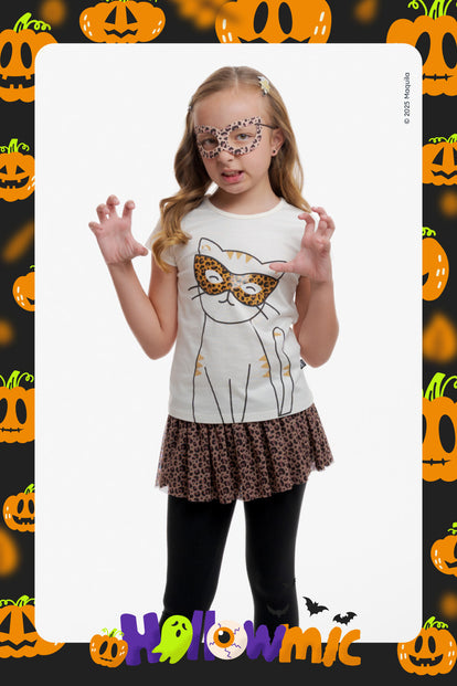 CONJUNTO DE MIC CON FALDA EN BOLERO MARFIL PARA NIÑA