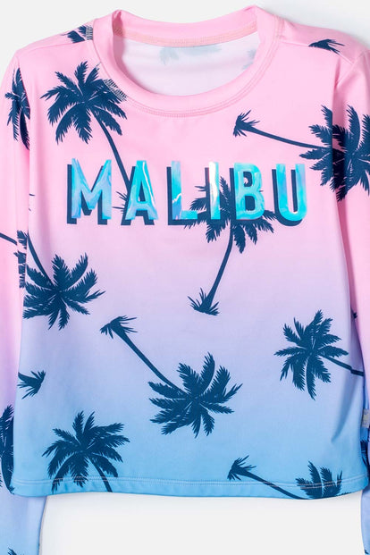 VESTIDO DE BAÑO MIC MULTICOLOR DE CAMISETA MANGA LARGA PARA NIÑA