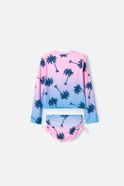 VESTIDO DE BAÑO MIC MULTICOLOR DE CAMISETA MANGA LARGA PARA NIÑA