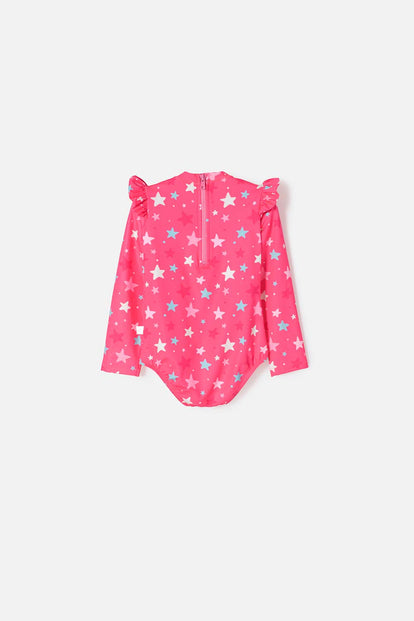 VESTIDO DE BAÑO DE LITTLEMIC MANGA LARGA MULTICOLOR PARA NIÑA 2T A 5T