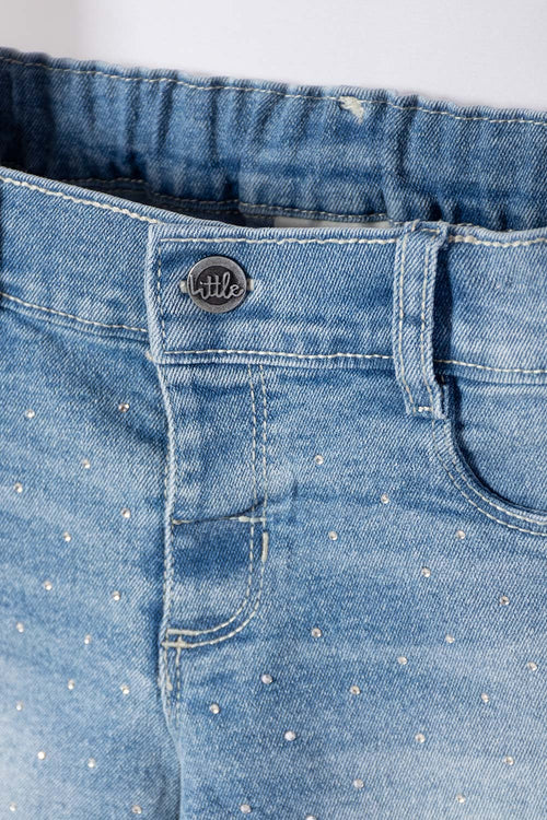 SHORT DE LITTLEMIC CON BOLSILLOS AZUL PARA NIÑA 2T A 5T