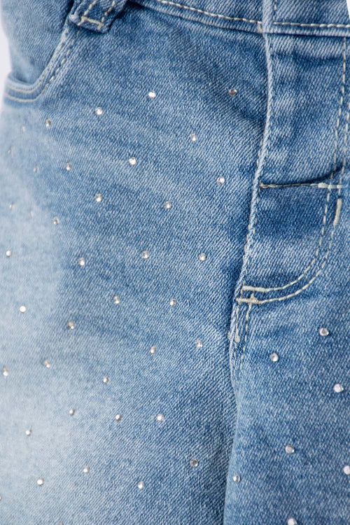 SHORT DE LITTLEMIC CON BOLSILLOS AZUL PARA NIÑA 2T A 5T