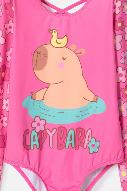 VESTIDO DE BAÑO DE MIC MANGA LARGA ROSADO PARA NIÑA