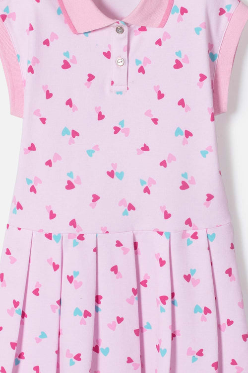 VESTIDO DE LITTLEMIC MANGA CORTA ROSADO PARA NIÑA 2T A 5T