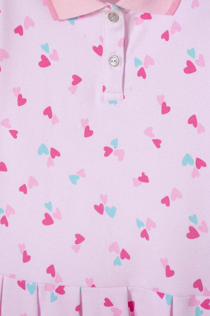 VESTIDO DE LITTLEMIC MANGA CORTA ROSADO PARA NIÑA 2T A 5T