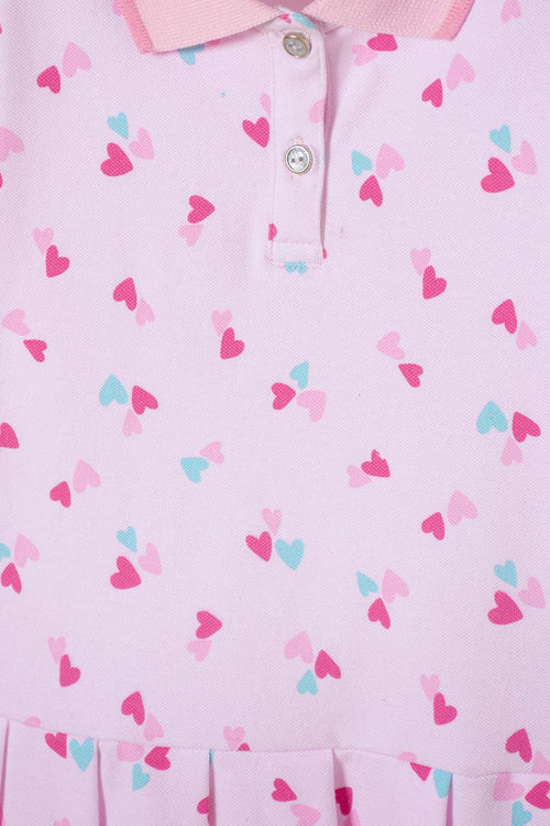 VESTIDO DE LITTLEMIC MANGA CORTA ROSADO PARA NIÑA 2T A 5T