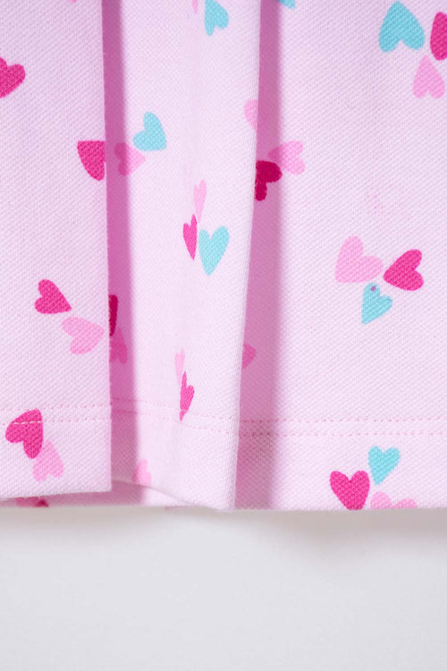 VESTIDO DE LITTLEMIC MANGA CORTA ROSADO PARA NIÑA 2T A 5T