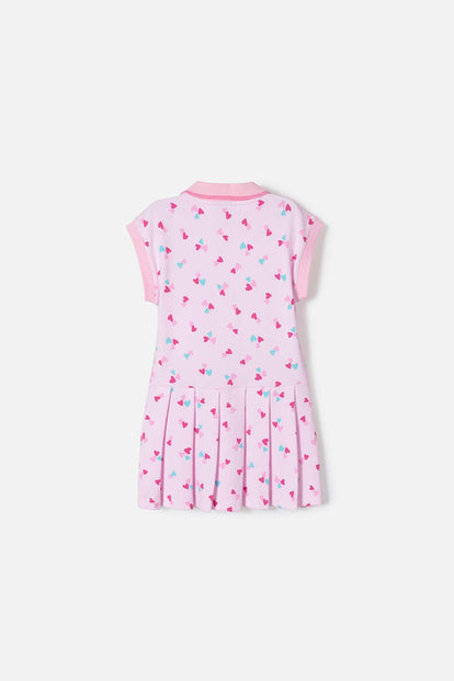 VESTIDO DE LITTLEMIC MANGA CORTA ROSADO PARA NIÑA 2T A 5T