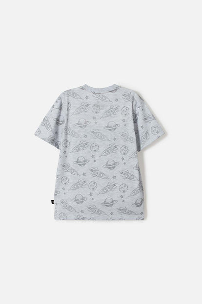 CAMISETA DE NASA MANGA CORTA GRIS PARA NIÑO