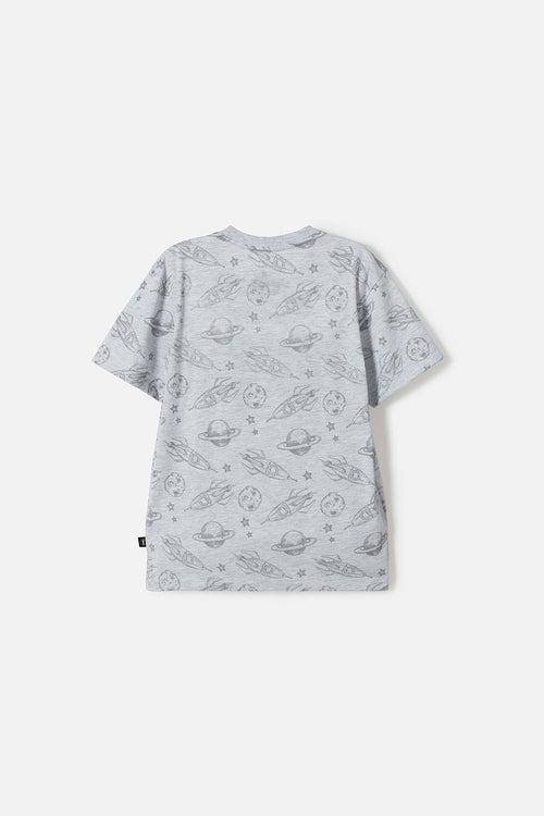 CAMISETA DE NASA MANGA CORTA GRIS PARA NIÑO