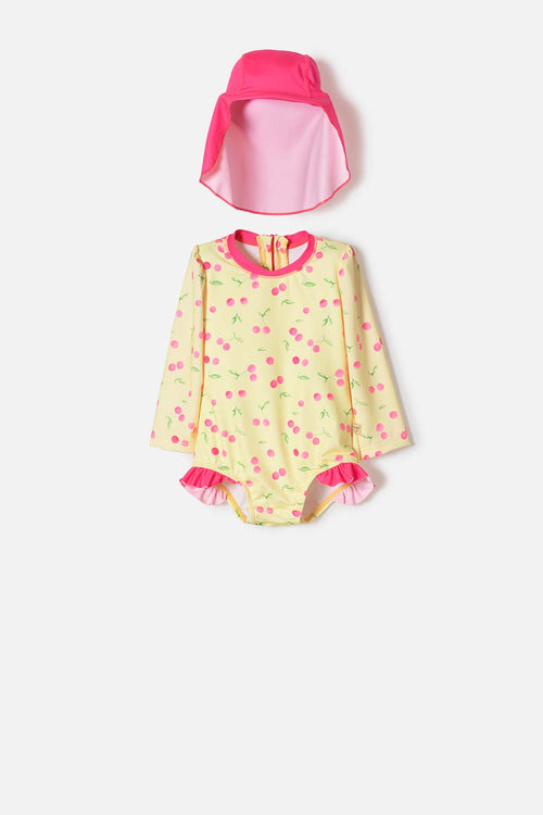VESTIDO DE BAÑO DE LITTLEMIC CON GORRO MULTICOLOR PARA BEBÉ NIÑA