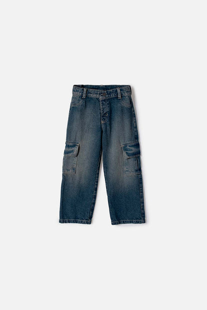 JEAN DE LITTLEMIC CON BOLSILLOS AZUL PARA NIÑO 2T A 6T