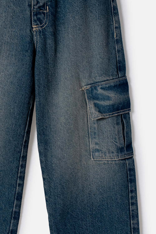 JEAN DE LITTLEMIC CON BOLSILLOS AZUL PARA NIÑO 2T A 6T