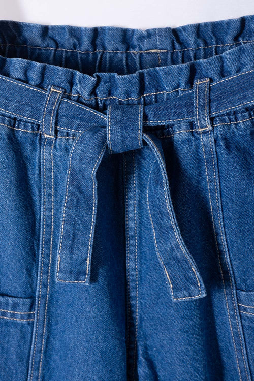 SHORT DE MIC CON RESORTE AZUL PARA NIÑA