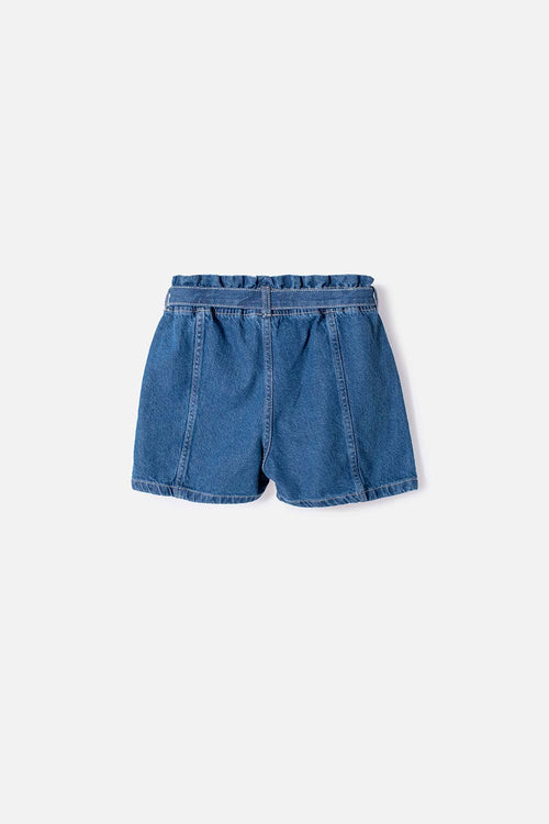 SHORT DE MIC CON RESORTE AZUL PARA NIÑA