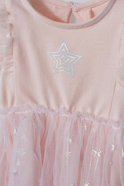 VESTIDO DE LITTLEMIC CON TULL ROSA PARA BEBÉ NIÑA